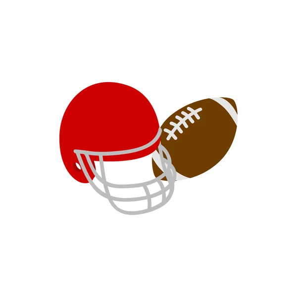 Casco e palla icona del rugby, stile isometrico 3d — Vettoriale Stock