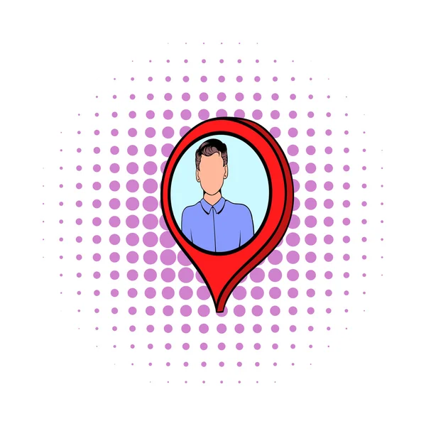 Mapa ponteiro com ícone de homem de negócios, estilo quadrinhos —  Vetores de Stock