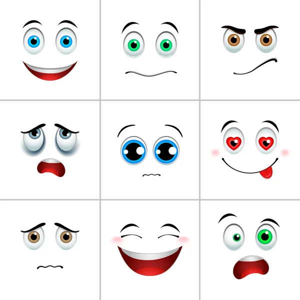 Emotions set, square — Stock Vector