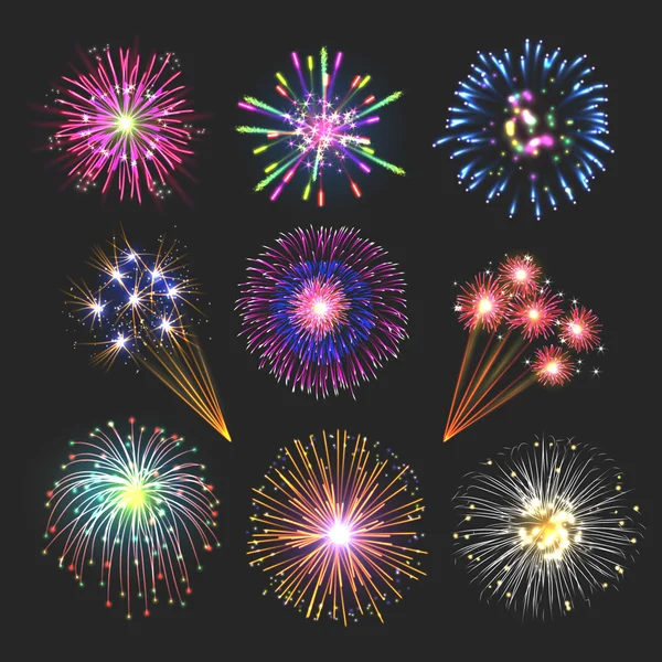 Aplikace Fireworks nastavit vektor — Stockový vektor