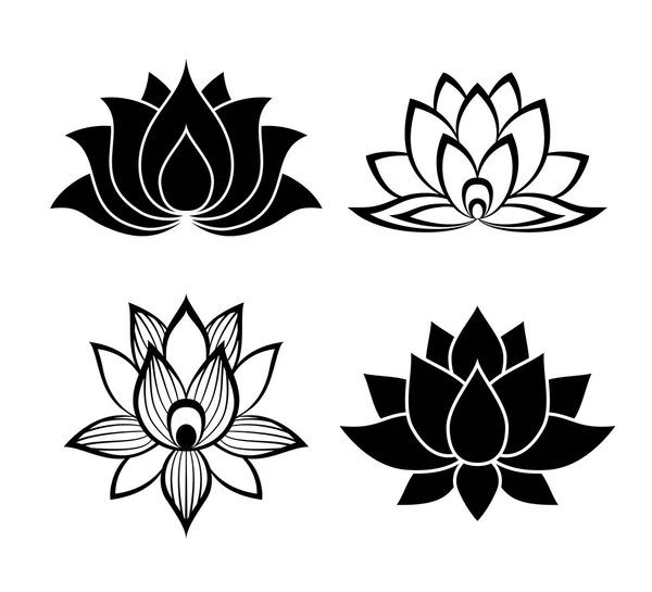 Lotus bloem tekenen set — Stockvector