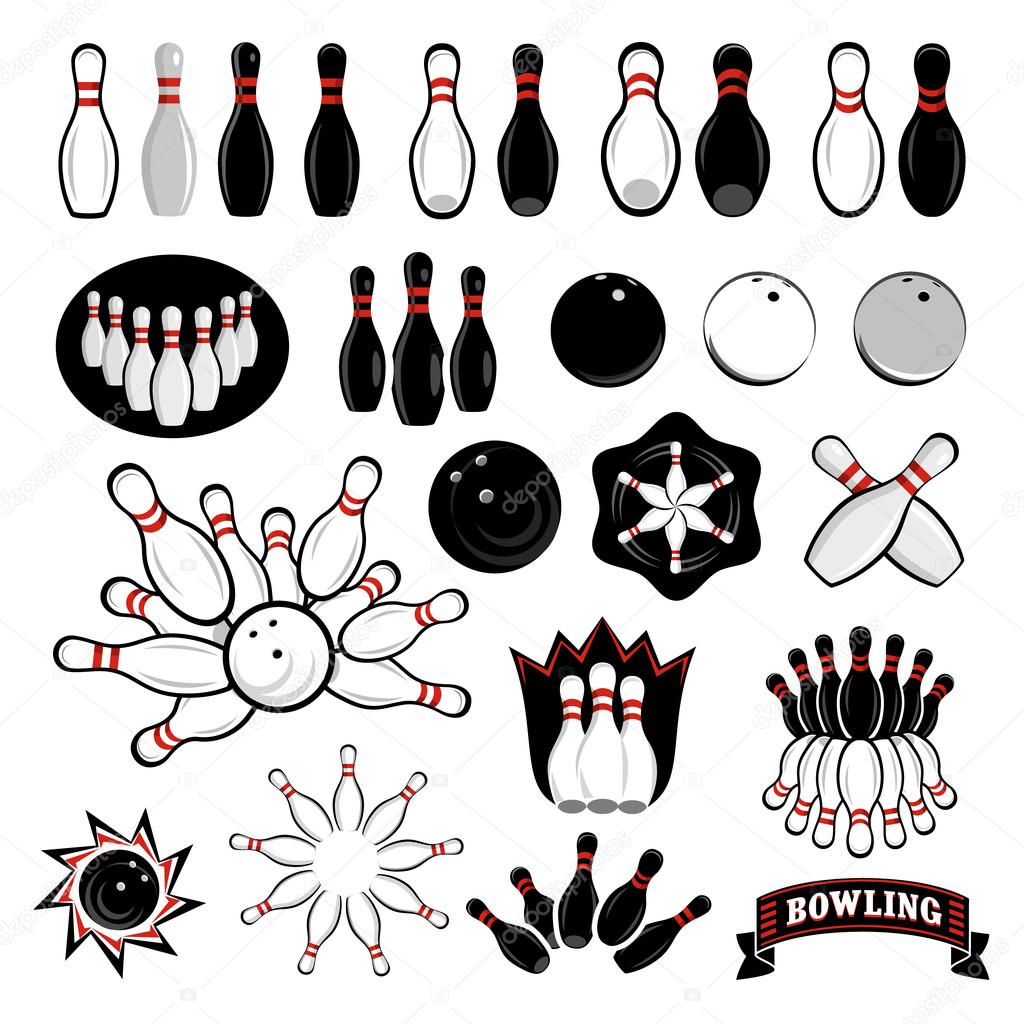 Bowling icons set