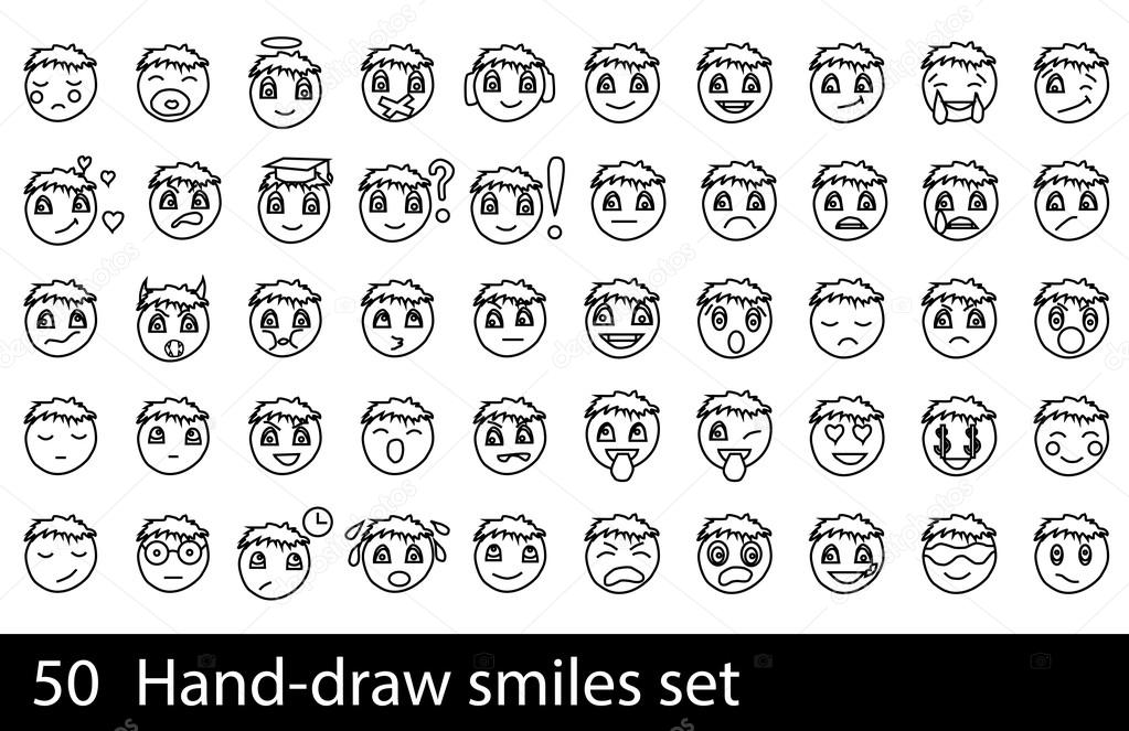 Hand-drawn smile set