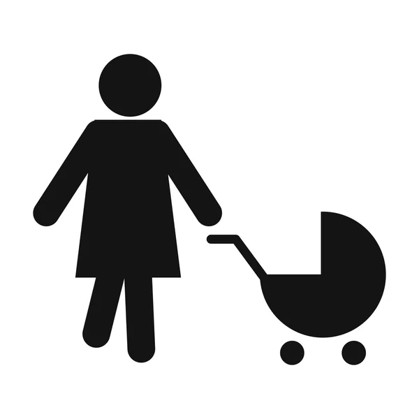Mutter mit Kinderwagensymbol — Stockvektor