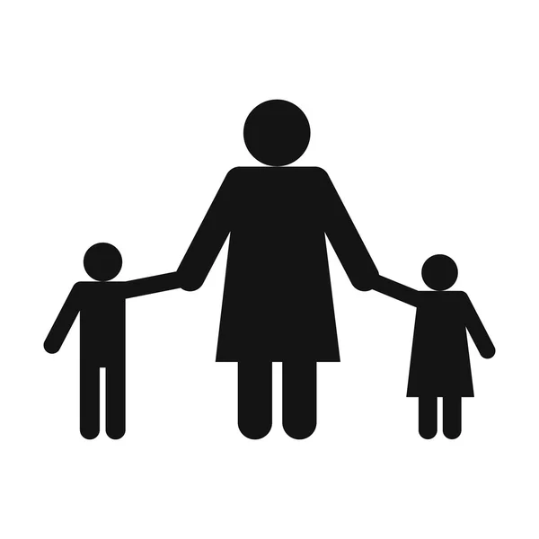 Mujer y niños icono — Vector de stock