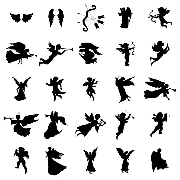 Engel silhouetten set — Stockvector