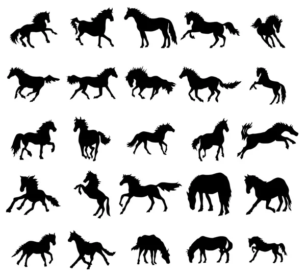 Horses silhouettes set — Stock Vector