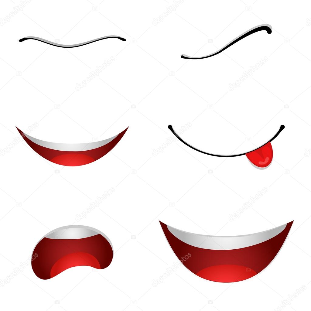 Desenho animado conjunto de sorriso boca lábios com - Stockphoto #23011359