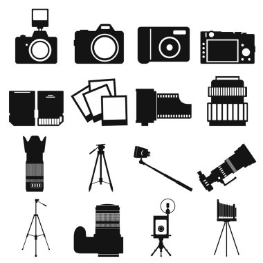 Photography simple icons clipart