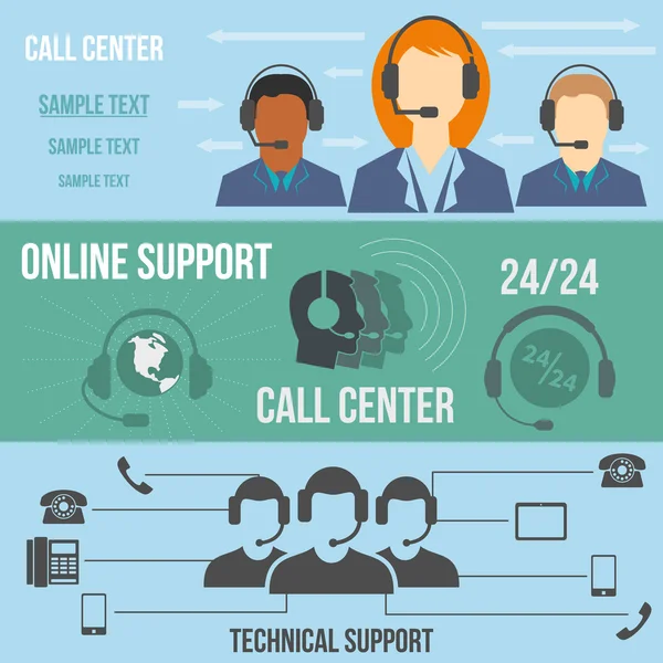 Technische ondersteuning call center banners — Stockvector