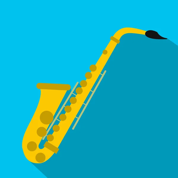 Saxofón icono plano — Vector de stock