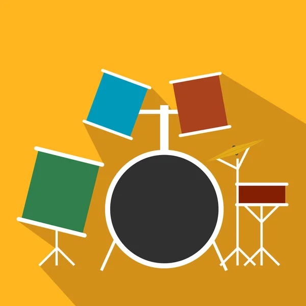 Drum set flat icon — Stock Vector