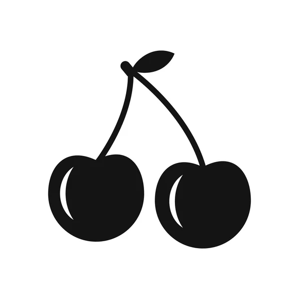 Cherry svart enkel ikon — Stock vektor