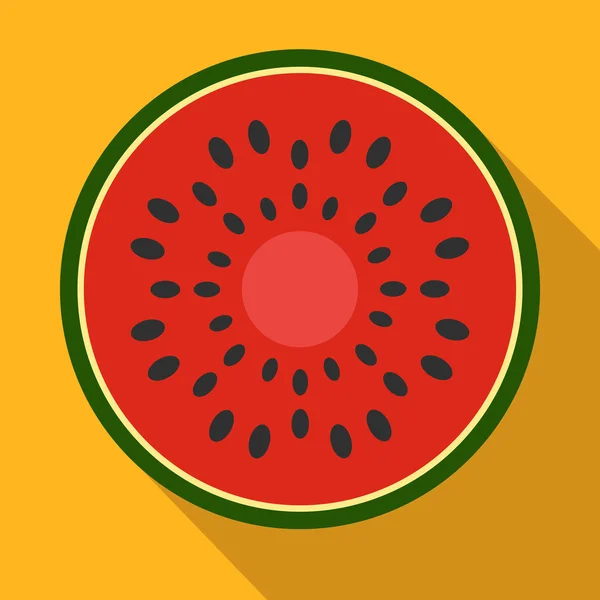 Sliced watermelon flat icon — Stock Vector