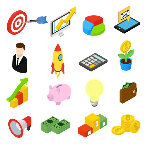 Business isometric icons set — Stock Vector