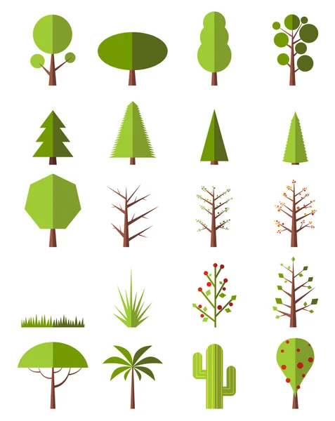 Set de árboles planos — Vector de stock