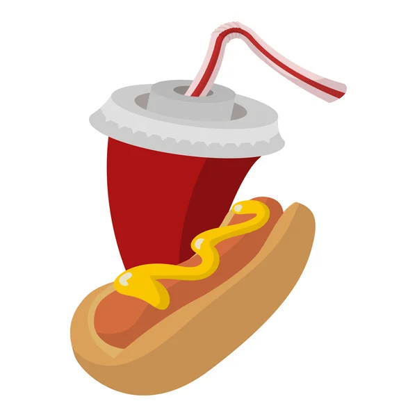 Hotdog en soda — Stockvector