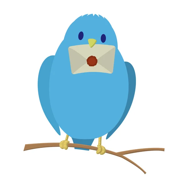 Γαλάζιο πουλί με επιστολή — Διανυσματικό Αρχείο