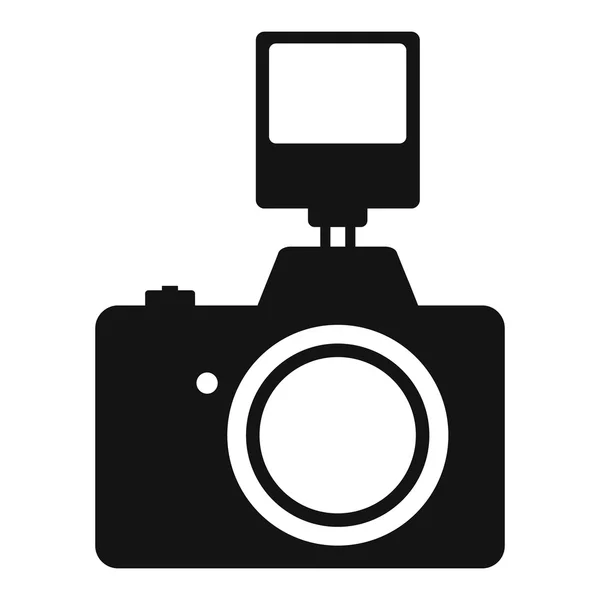 Fotocamera con flash semplice icona — Vettoriale Stock