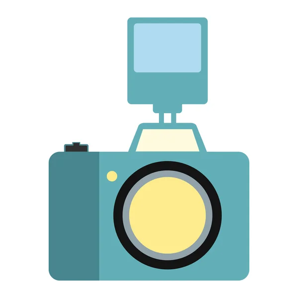 Câmera com flash flat ícone — Vetor de Stock