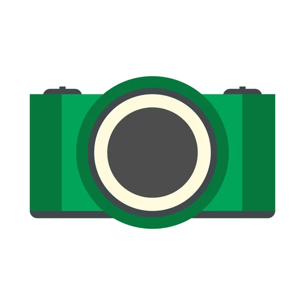 Groene platte camerasymbool — Stockvector