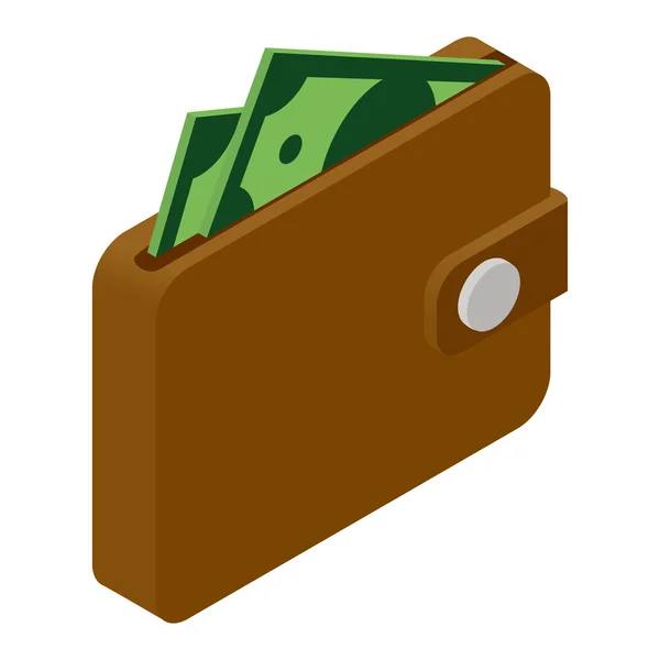Portefeuille et argent icône isométrique — Image vectorielle