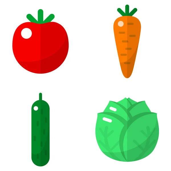 Set de iconos planos de verduras — Vector de stock