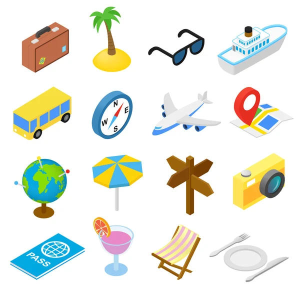 Travel isometric icons set — Stock Vector