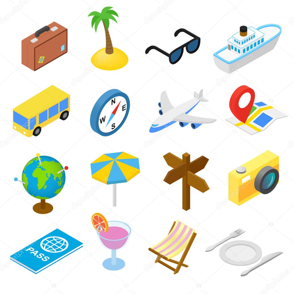 Travel isometric icons set