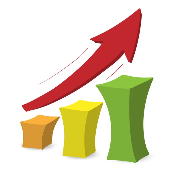 Gráfico com seta desenhos animados coloridos —  Vetores de Stock