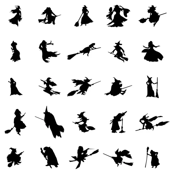 Ensemble de silhouettes de sorcières — Image vectorielle
