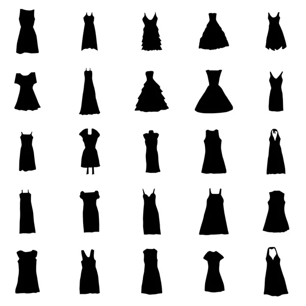 Woman dresses silhouettes set — Stock Vector