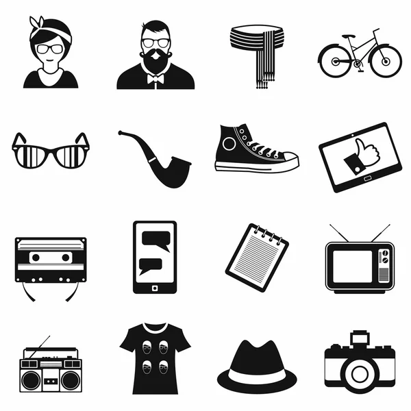 Hipster style black icons set — Stock Vector