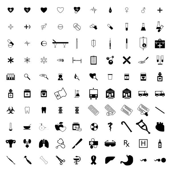100 Medical icons set — Stock Vector