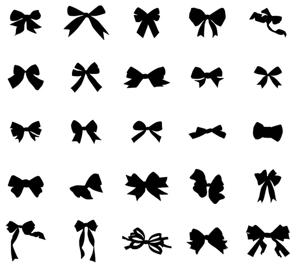 Vintage bows silhouettes set — Stock Vector