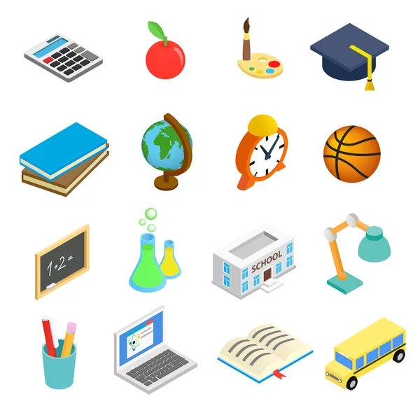 Education isometric 3d icons set — Stock Vector