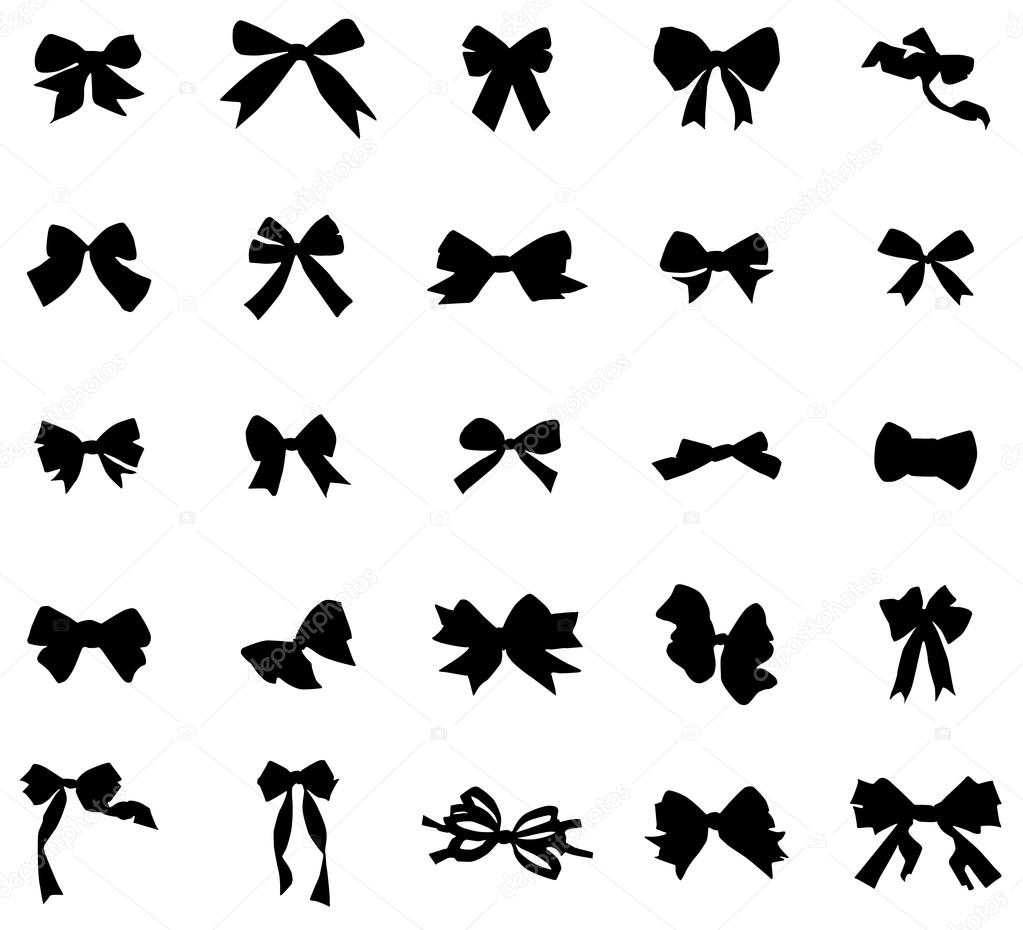 Vintage bows silhouettes set
