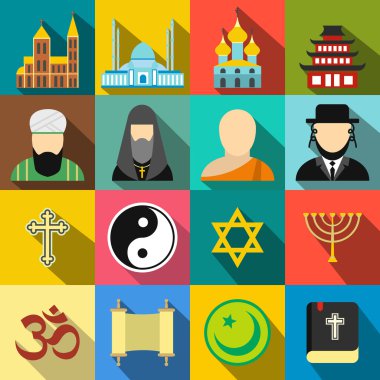Religion flat icons set clipart