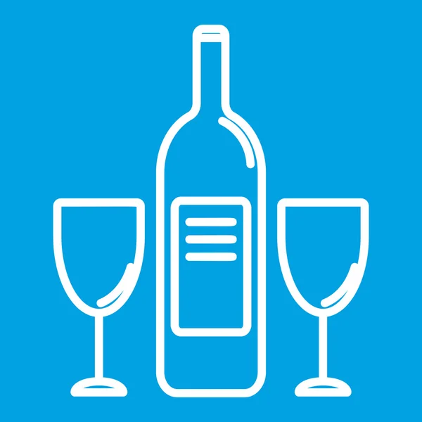 Víno láhev a sklenici tenké čáře — Stockový vektor