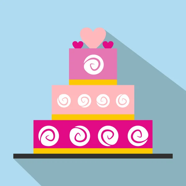 Wedding cake flat icon — Stock Vector