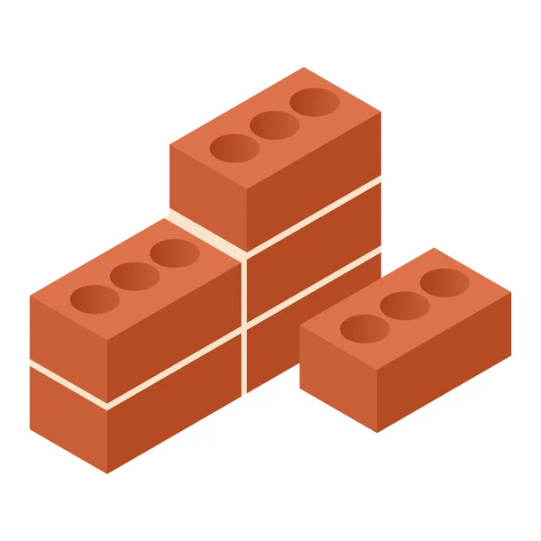 Bricks isometric 3d icon — Stock Vector