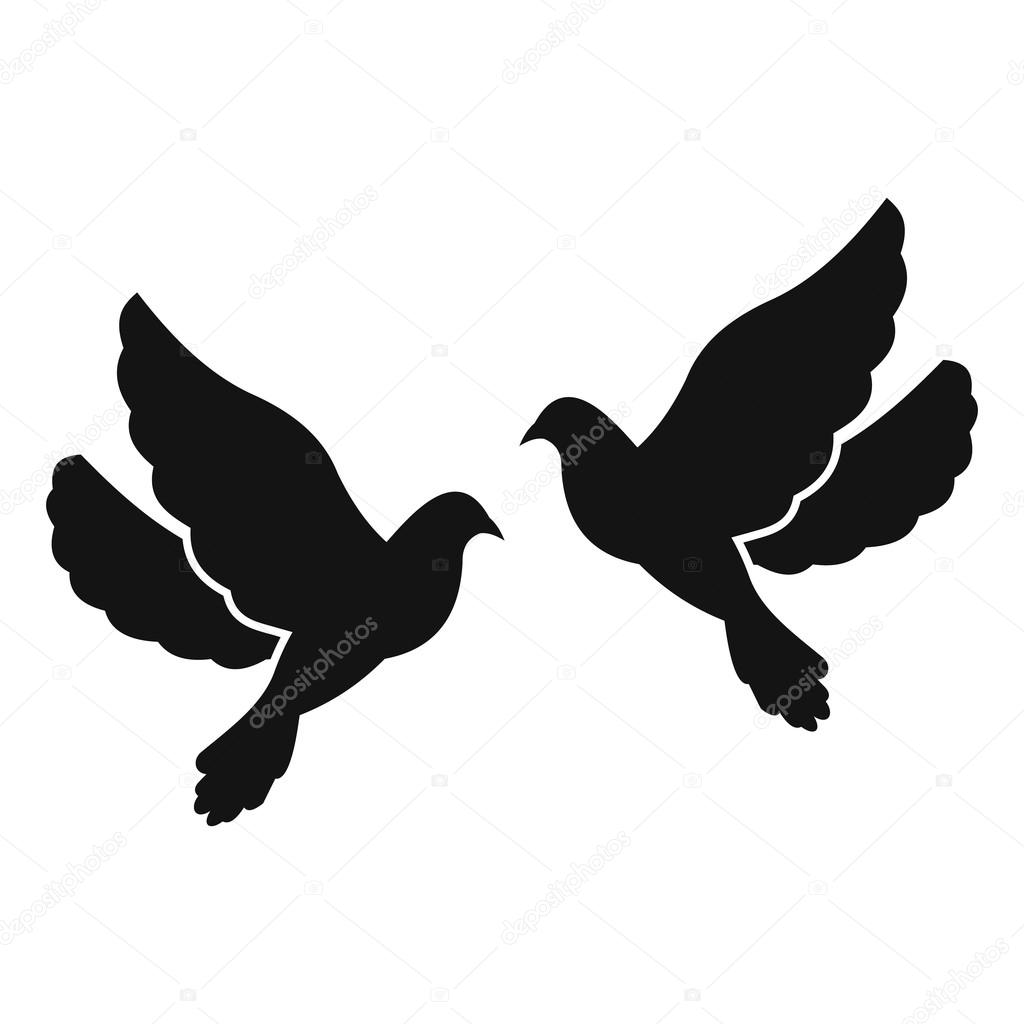 Two doves simple icon