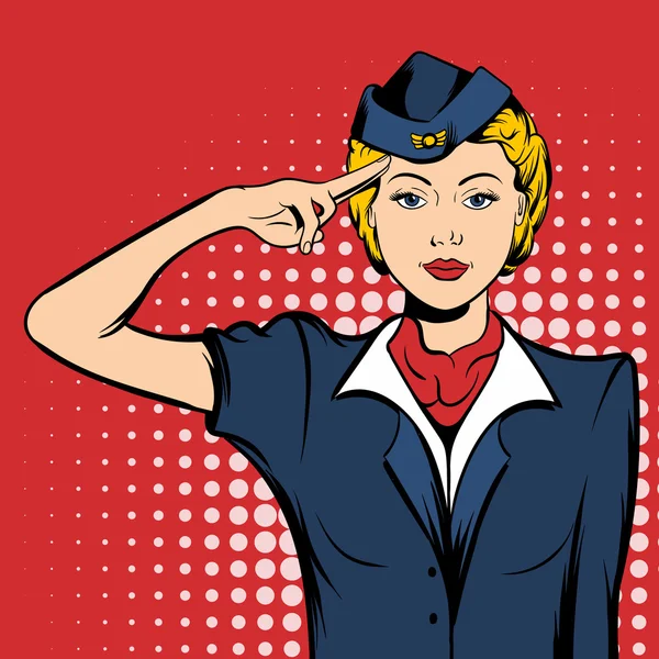 Stewardessa kobieta komiks — Wektor stockowy