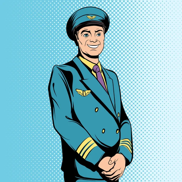 Capitán de vuelo de cómics — Archivo Imágenes Vectoriales