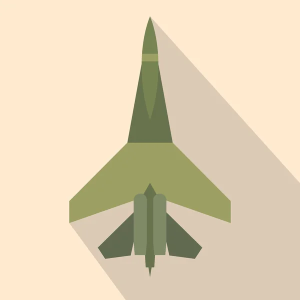 Terbang jet tempur datar ikon - Stok Vektor