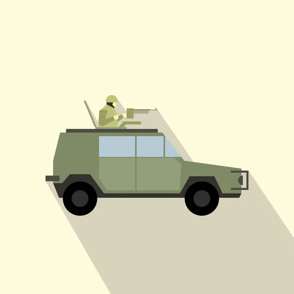 Guerra militar coche plano icono — Vector de stock