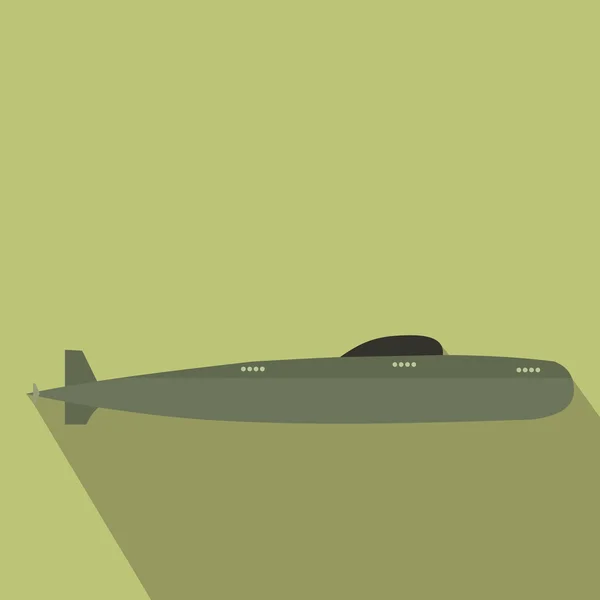 Icono plano submarino — Vector de stock