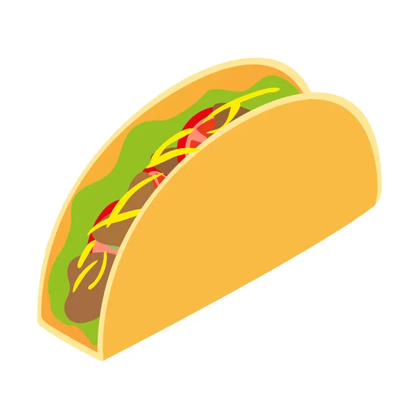 Taco mexicano ícono isométrico 3d — Vector de stock