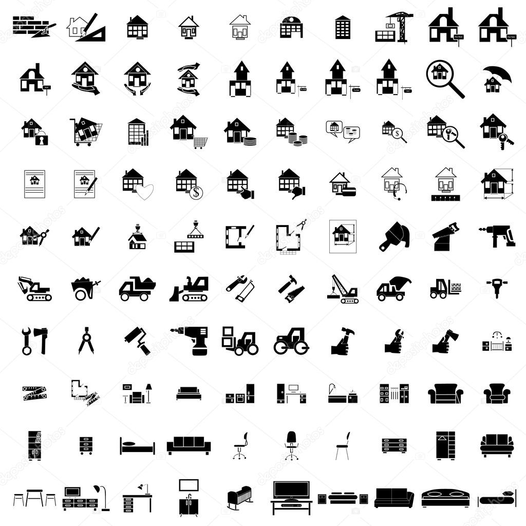 100 house simple icons