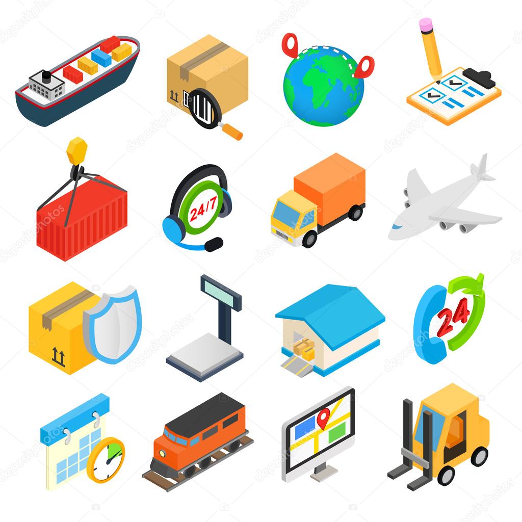 Logistics isometric 3d icons